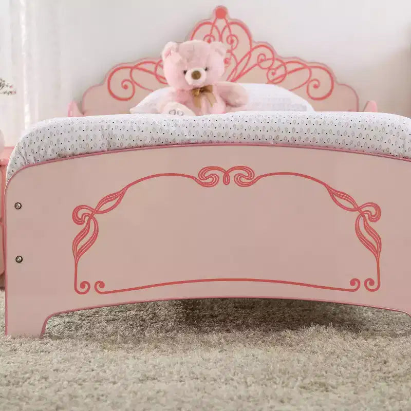 Twin Princess Crown Kids' Bed Pink – Decorative Scrollwork, Modern Kids Bedroom Furniture