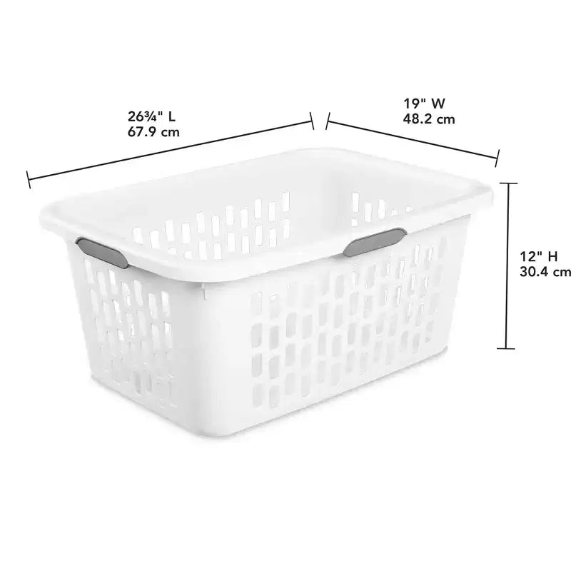 Cesto per la biancheria in plastica da 2 bushel con 4 maniglie Comfort Grip – Bianco, confezione da 6