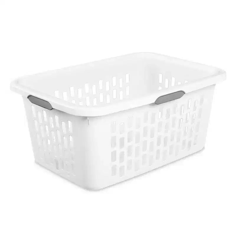 Cesto per la biancheria in plastica da 2 bushel con 4 maniglie Comfort Grip – Bianco, confezione da 6