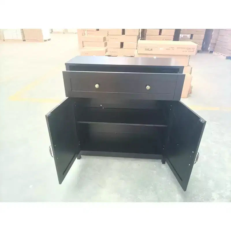 Mobile contenitore moderno con piano in noce, ripiano regolabile e cassetto – Armadietto da bar