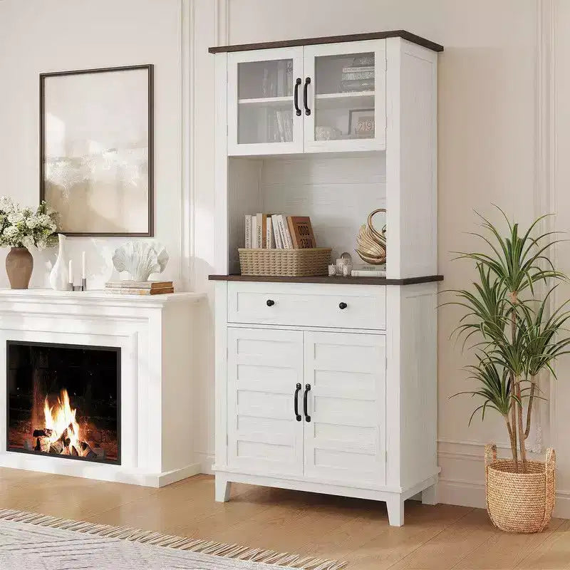 Dispensa da Cucina, Mobile Bar da Fattoria da 72" con Cassetti e Ante in Vetro