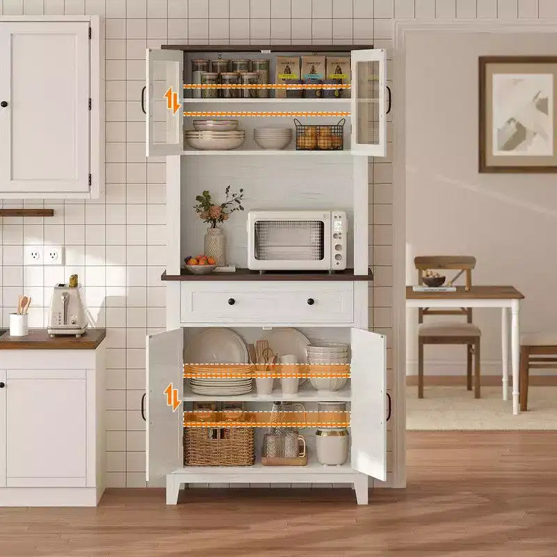 Dispensa da Cucina, Mobile Bar da Fattoria da 72" con Cassetti e Ante in Vetro