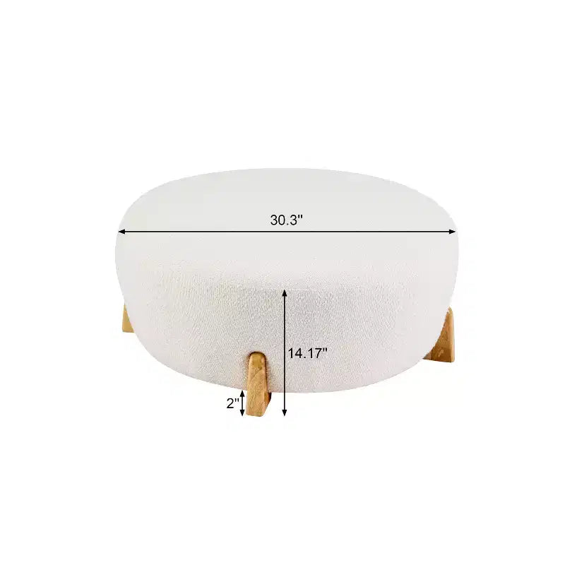 Pouf Rotondo Moderno in Bouclé – Poggiapiedi d'Appoggio Imbottito Morbido