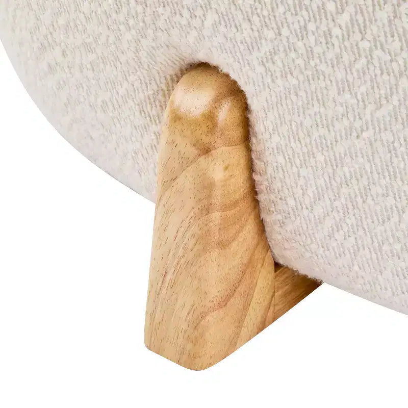 Pouf Rotondo Moderno in Bouclé – Poggiapiedi d'Appoggio Imbottito Morbido