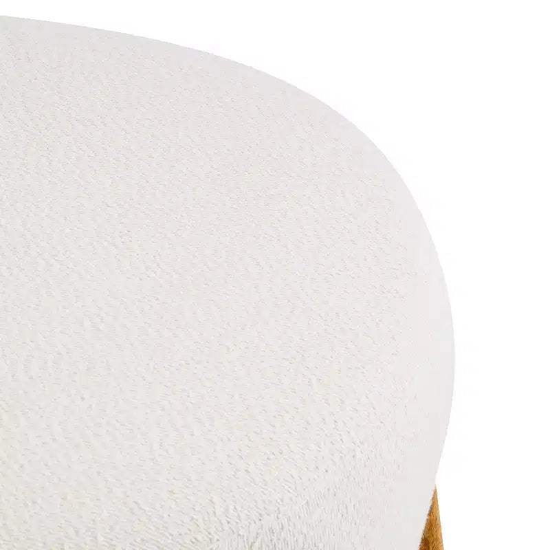 Pouf Rotondo Moderno in Bouclé – Poggiapiedi d'Appoggio Imbottito Morbido