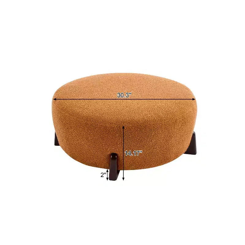 Pouf Rotondo Moderno in Bouclé – Poggiapiedi d'Appoggio Imbottito Morbido