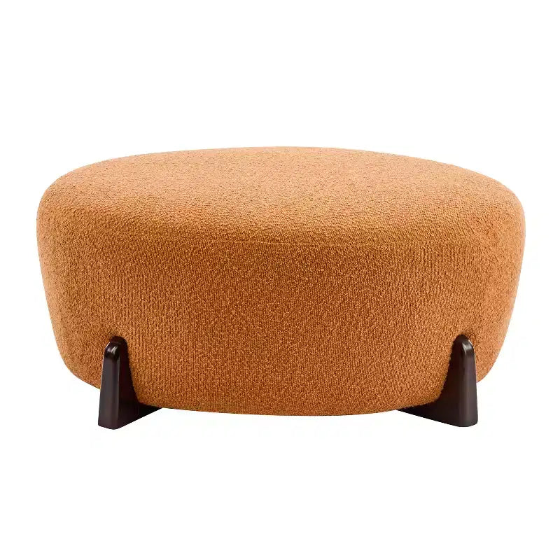 Pouf Rotondo Moderno in Bouclé – Poggiapiedi d'Appoggio Imbottito Morbido