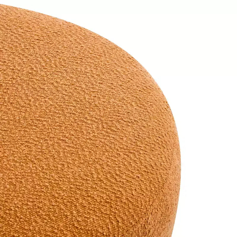 Pouf Rotondo Moderno in Bouclé – Poggiapiedi d'Appoggio Imbottito Morbido