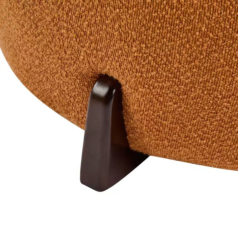 Pouf Rotondo Moderno in Bouclé – Poggiapiedi d'Appoggio Imbottito Morbido