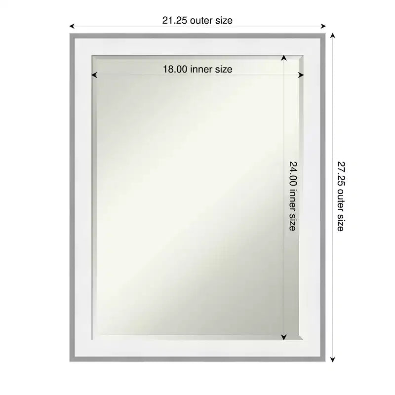 Specchio da parete per bagno con cornice smussata da 24x18 pollici – Espresso Silver