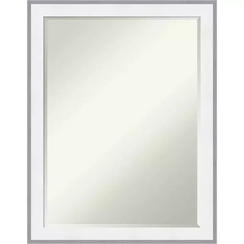 Specchio da parete per bagno con cornice smussata da 24x18 pollici – Espresso Silver