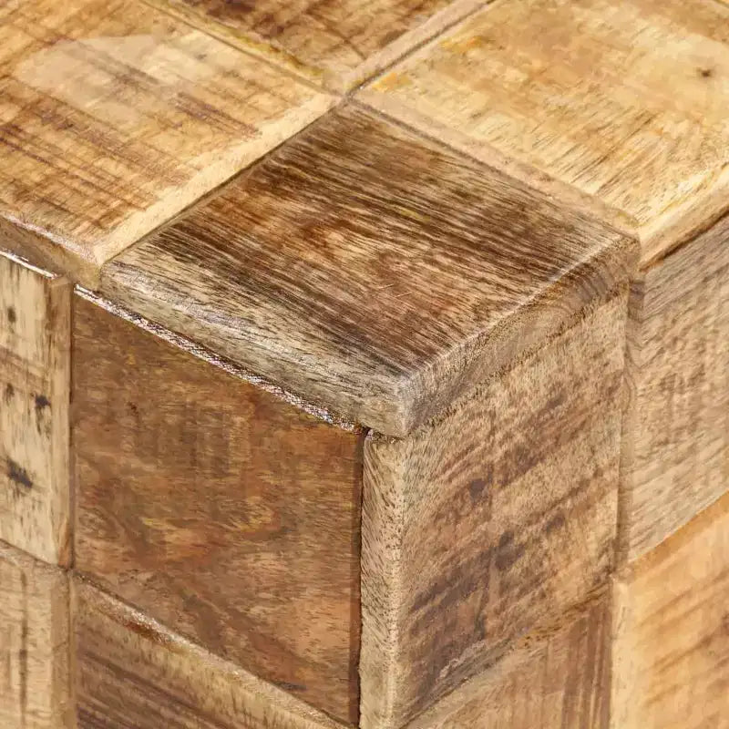 Tavolini da Caffè in Legno di Mango Grezzo, 2 Pezzi, Tavolini Nidificabili a Blocco Quadrato, Marroni