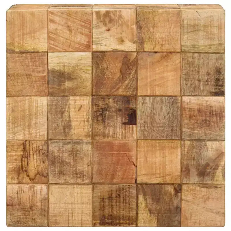 Tavolini da Caffè in Legno di Mango Grezzo, 2 Pezzi, Tavolini Nidificabili a Blocco Quadrato, Marroni