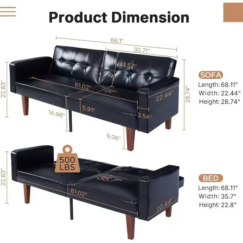 Convertible Sofa Bed with Adjustable Backrest – Multifunctional