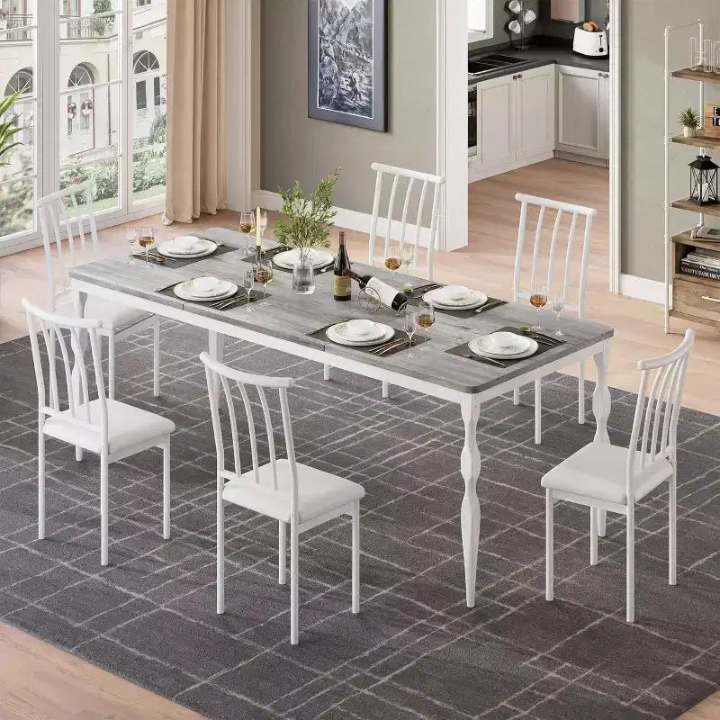 Tavolo da Pranzo Rettangolare Rustico da 200 cm per 6-8 Persone – Finitura Effetto Legno, Gambe Robuste