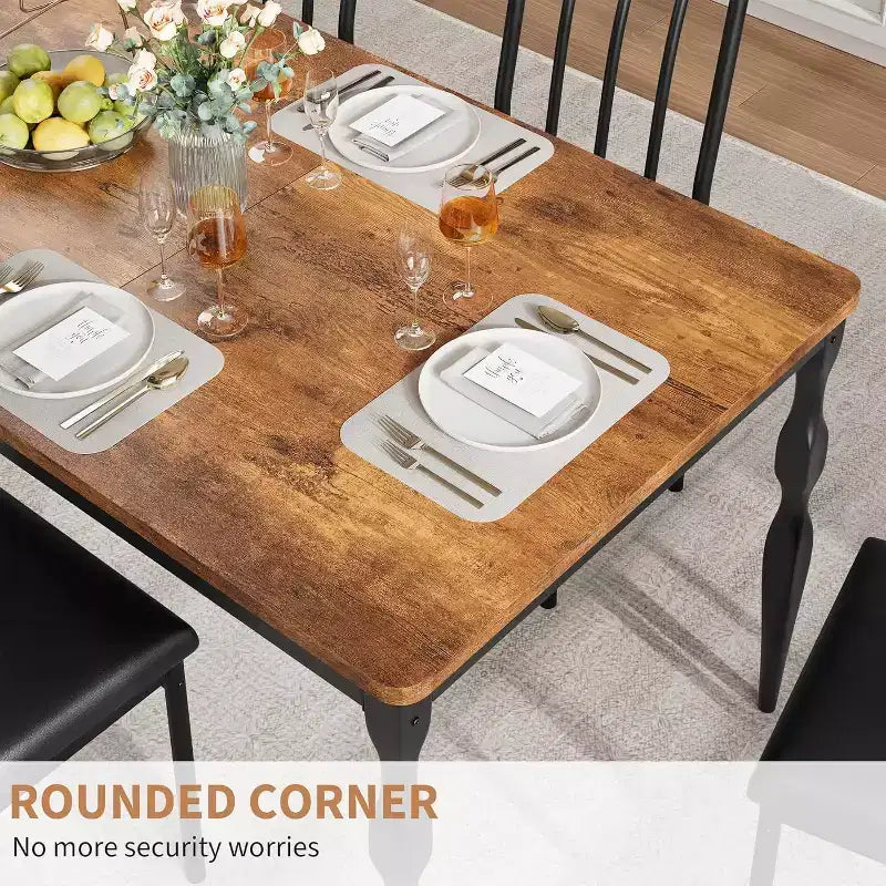 Tavolo da Pranzo Rettangolare Rustico da 200 cm per 6-8 Persone – Finitura Effetto Legno, Gambe Robuste