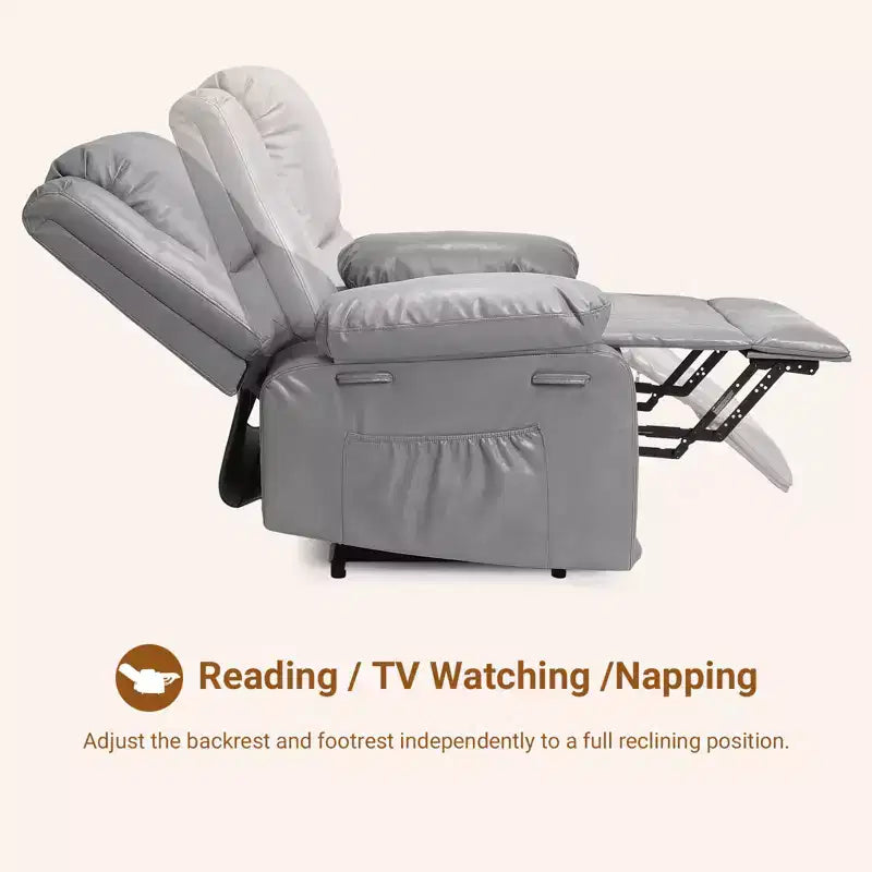 Oversized Lift Recliner Chair, Faux PU Leather Massage Chair,Adjustable Reclining Chair with Massage and Heat, Electric Lift Chair