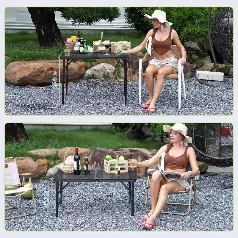 Tavolo per griglia pieghevole 3x2FT, tavolo da campeggio portatile con piano in rete, tavolo per griglia in metallo leggero regolabile in altezza, per campeggio all'aperto, barbecue, picnic