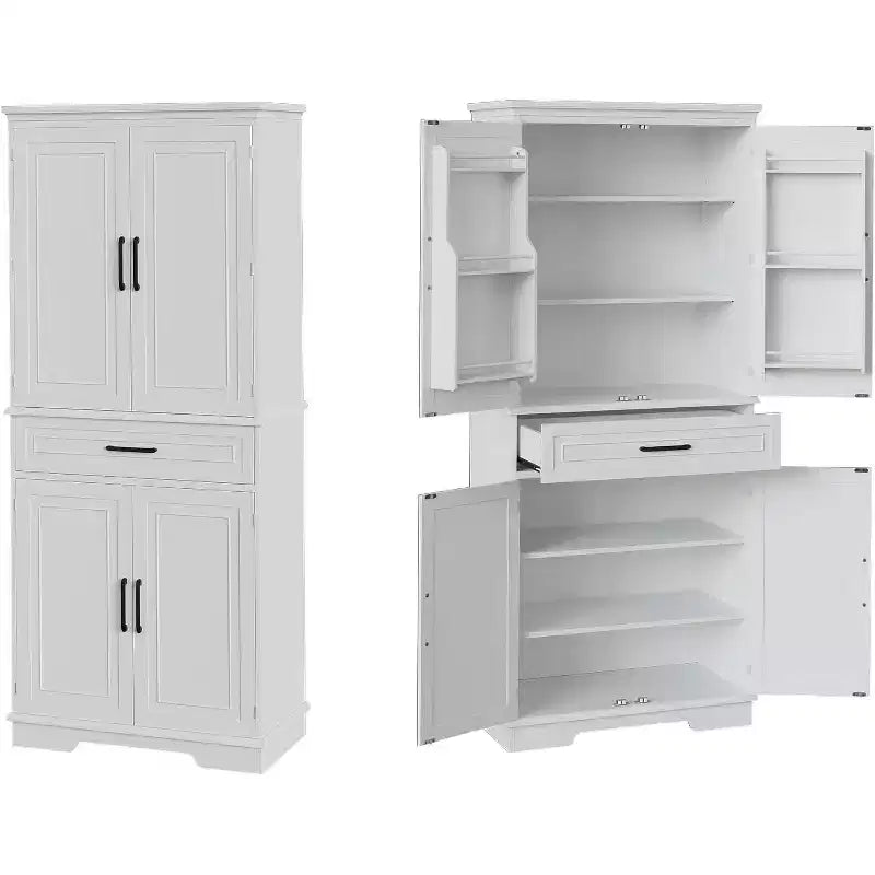 Kitchen Floor Cabinet, 72 High Freestanding Tall Cupboard Storage Cabinet with a Drawer