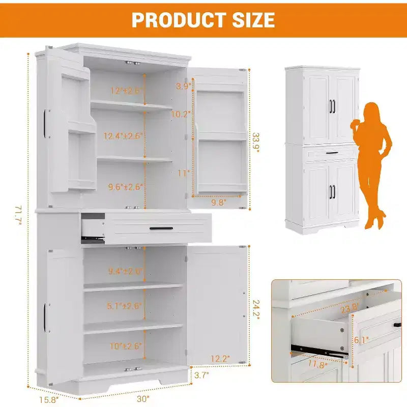 Mobiletto da cucina a pavimento, mobiletto a colonna alto 72 cm con cassetto