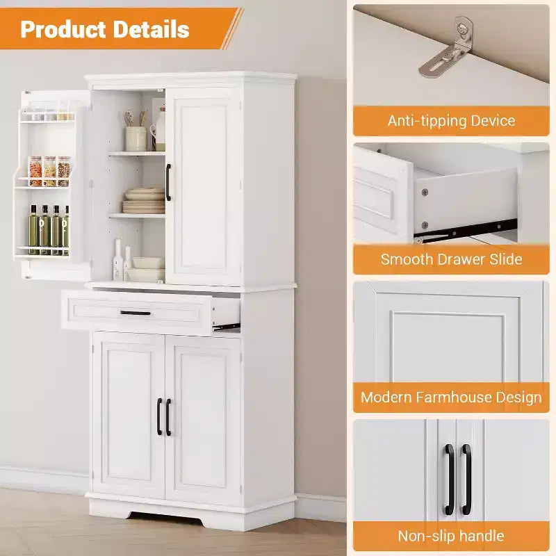Mobiletto da cucina a pavimento, mobiletto a colonna alto 72 cm con cassetto