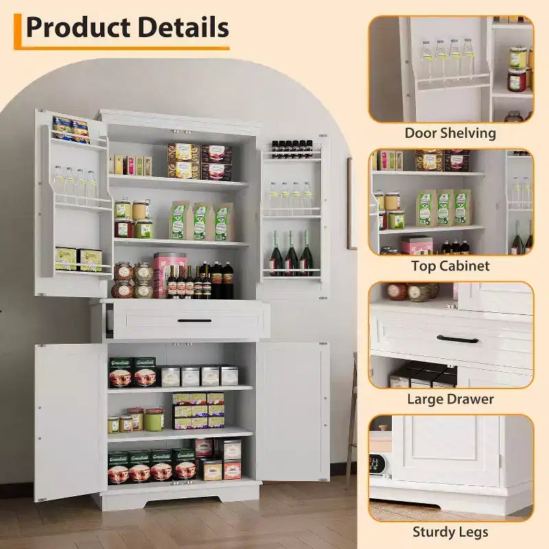 Mobiletto da cucina a pavimento, mobiletto a colonna alto 72 cm con cassetto