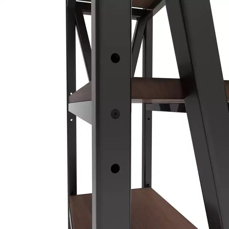 Scaffale decorativo a 4 ripiani in acciaio e legno da 65 cm, scaffale industriale, marrone rustico