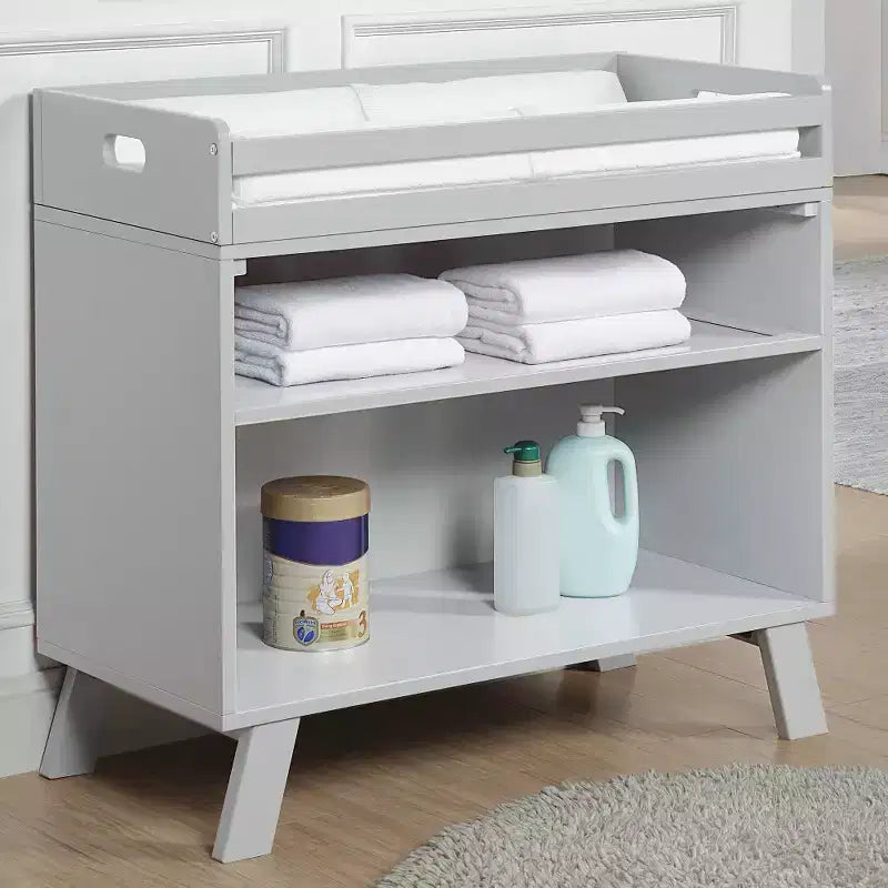 Whisen Innovative Baby Changing Table with Removable Tray, Convertible Design - Gray