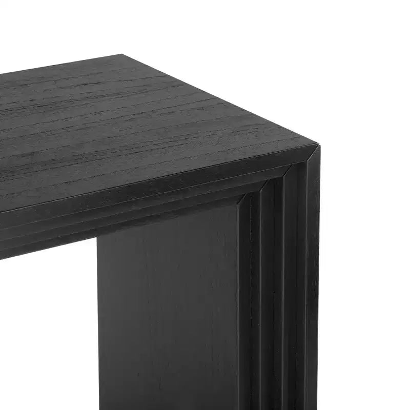 Consolle in legno minimalista, tavolo da ingresso moderno scanalato per soggiorno e ingresso
