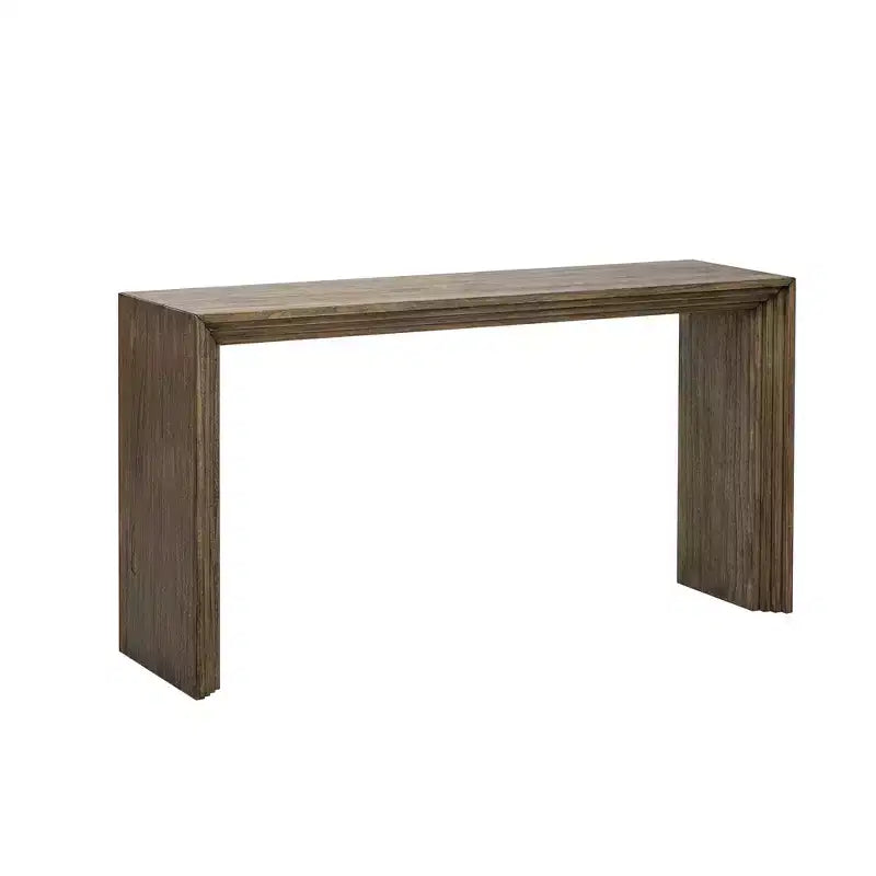 Consolle in legno minimalista, tavolo da ingresso moderno scanalato per soggiorno e ingresso