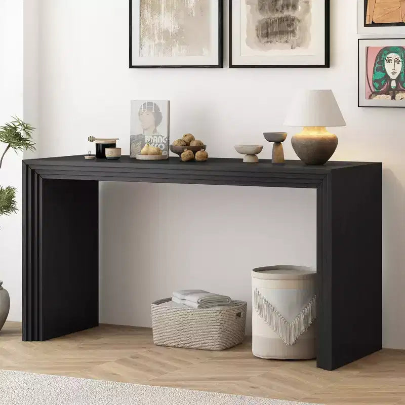 Minimalist Wood Console Table, Modern Fluted Entryway Table for Living Room and Entryway