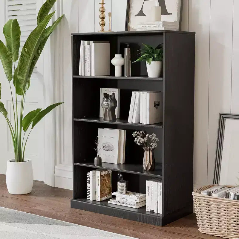 PexFix 49x31x16 Doorless Wood Bookshelf Storage Cabinet Bookcase&Office Cabinet for Kitchen Bedroom Entryway Living Room Dinning Room Black