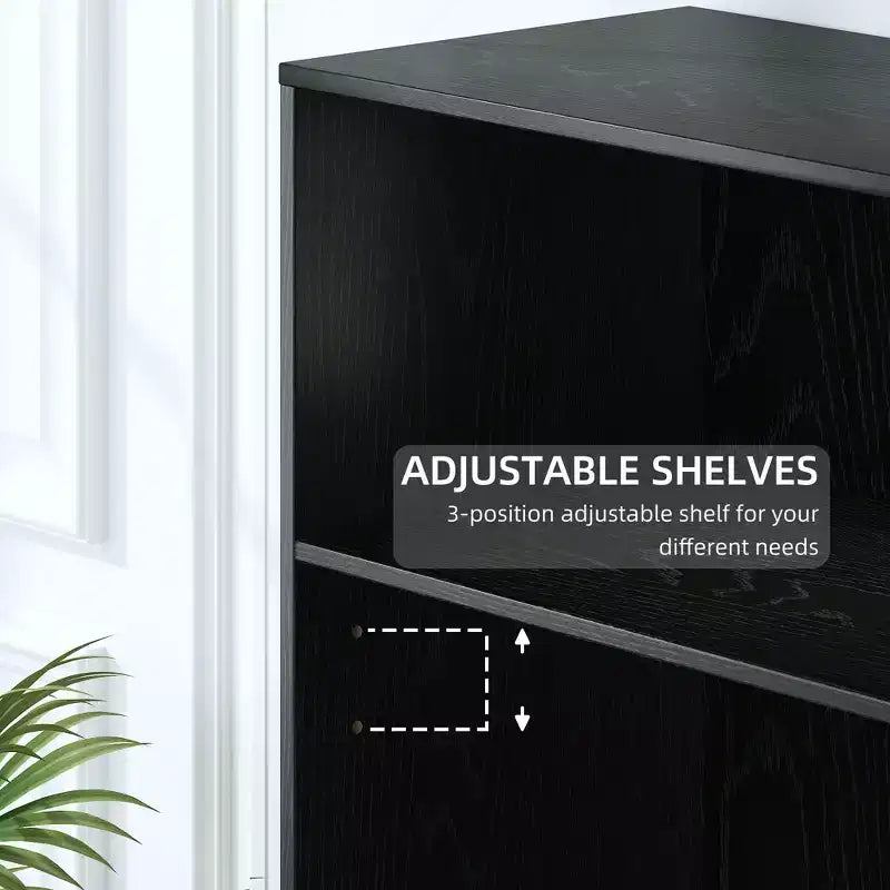 49x31x16 Armadietto libreria in legno senza ante per cucina, camera da letto, soggiorno – Nero