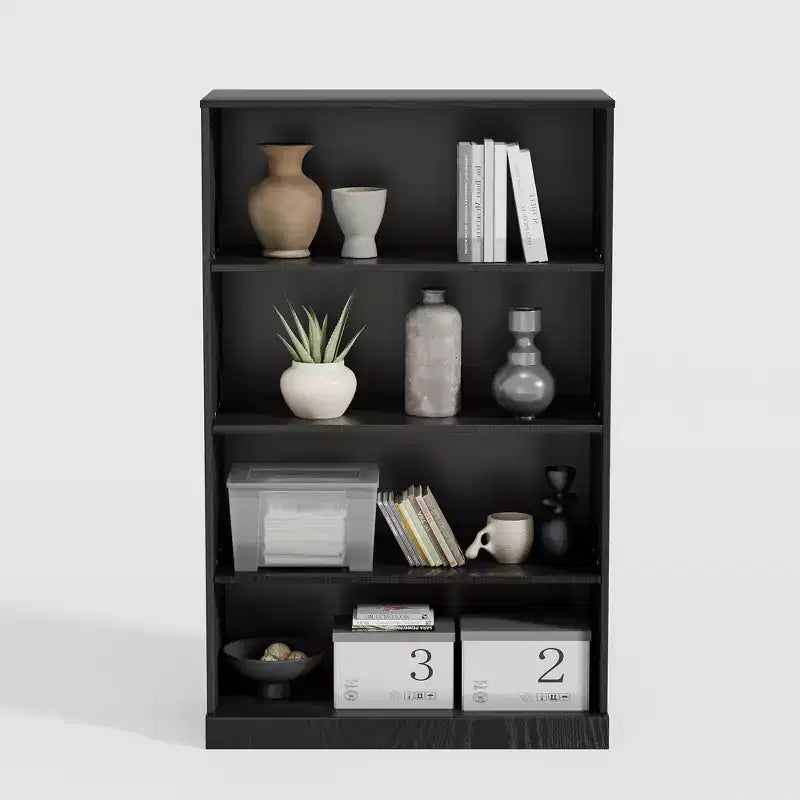 49x31x16 Armadietto libreria in legno senza ante per cucina, camera da letto, soggiorno – Nero