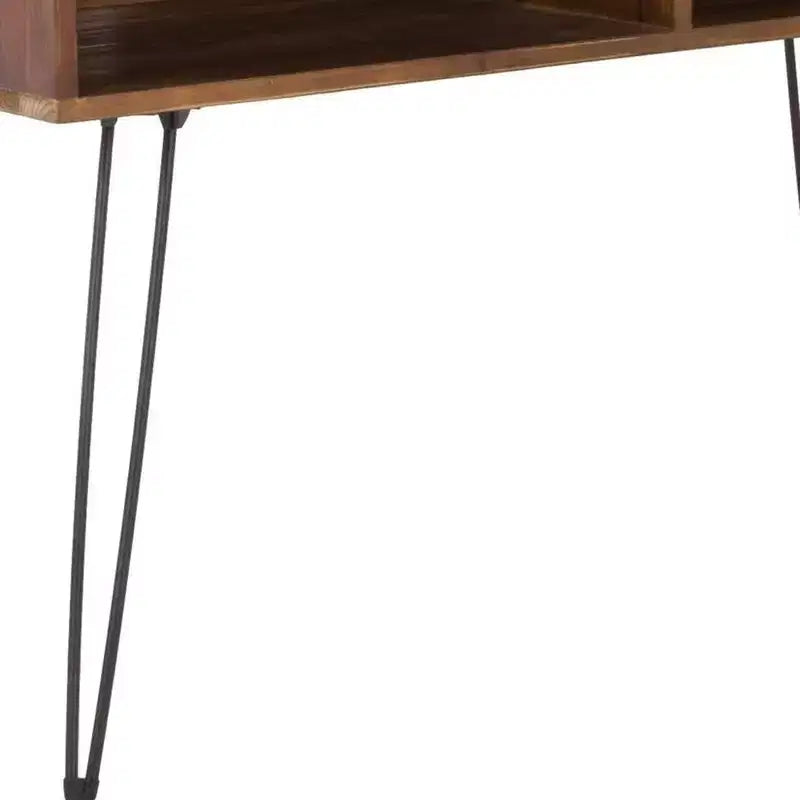 Mobile TV da 48'' con ripiani aperti in metallo nero e legno di recupero marrone