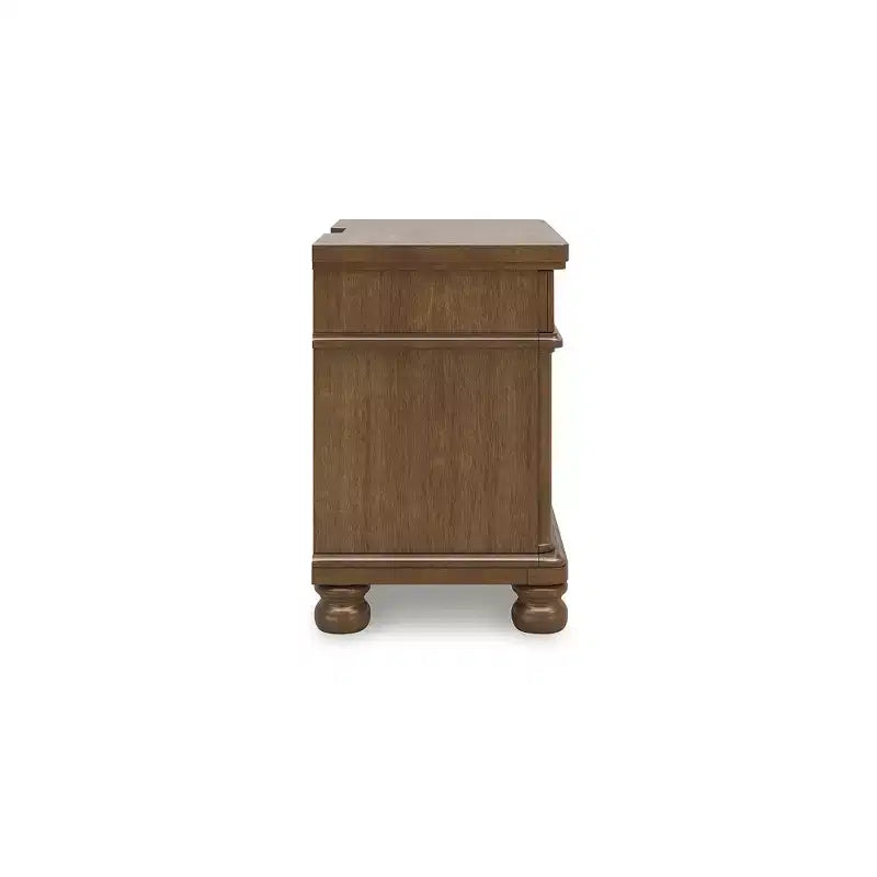 Comodino a 3 cassetti con giunzioni a coda di rondine e porte di ricarica USB-A e USB-C – Legno di Mango Marrone