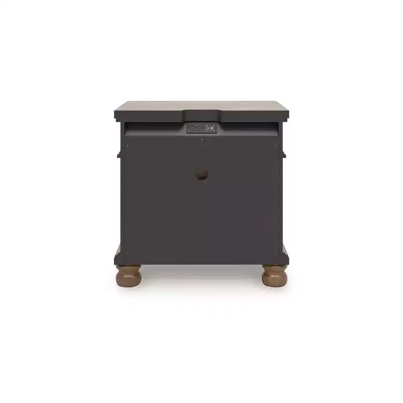 Comodino a 3 cassetti con giunzioni a coda di rondine e porte di ricarica USB-A e USB-C – Legno di Mango Marrone