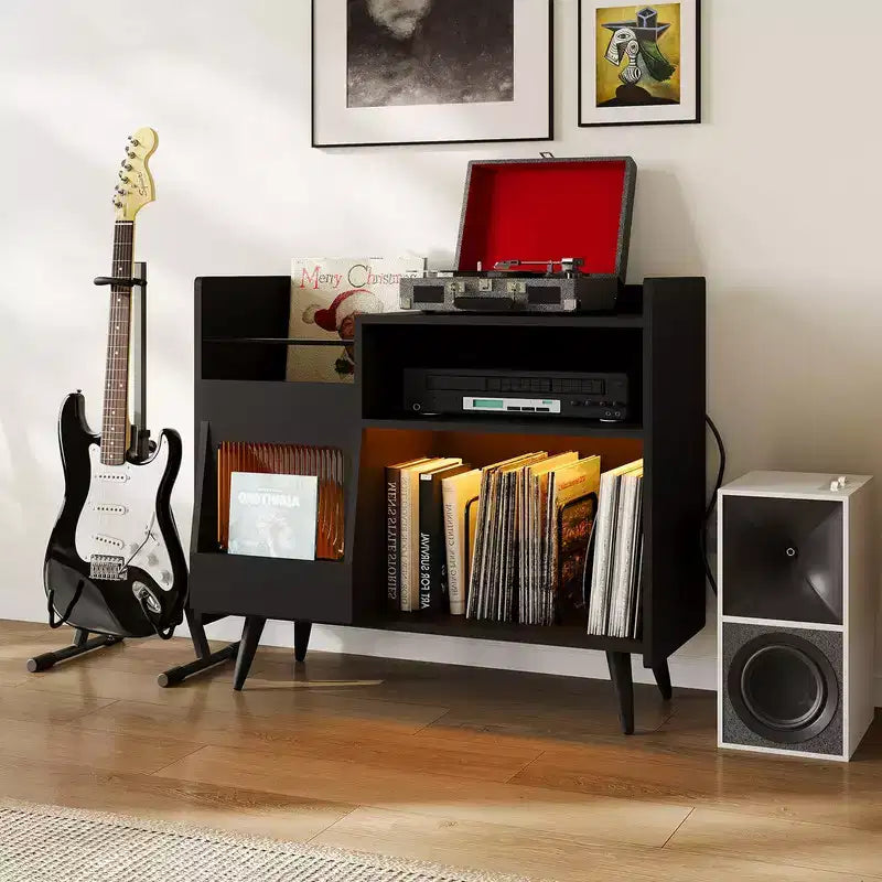 Large Record Player Stand, Vinyl Storage Cabinet Record Player Table