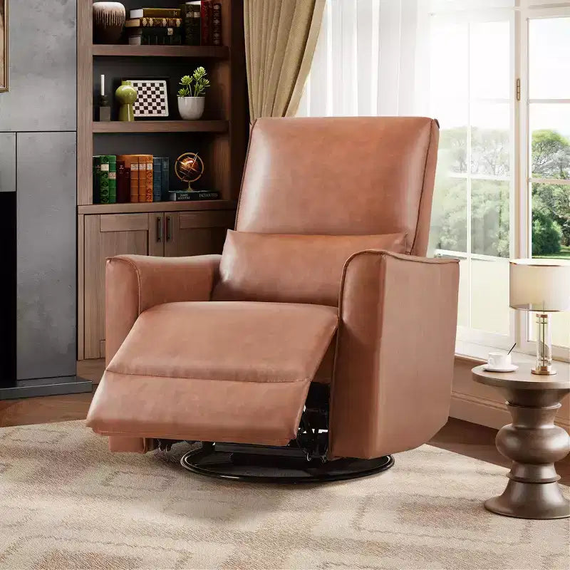 Swivel Rocking Recliner Chair, Manual Recliner Glider, Lumbar Support & Padded Armrest, Comfortable Rocker Recliner, for Living Room, Bedroom
