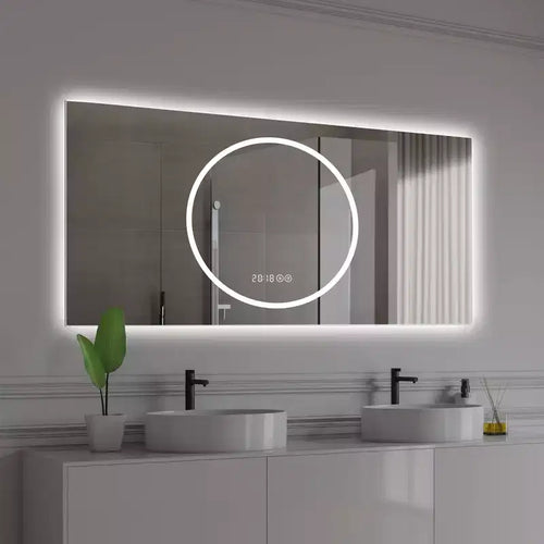Specchio da bagno a parete 48 x 24 pollici con 3 colori e specchietti da trucco illuminati anti-appannamento dimmerabili a 6 livelli