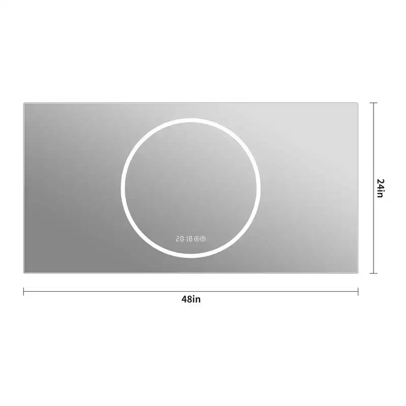 Specchio da bagno a parete 48 x 24 pollici con 3 colori e specchietti da trucco illuminati anti-appannamento dimmerabili a 6 livelli