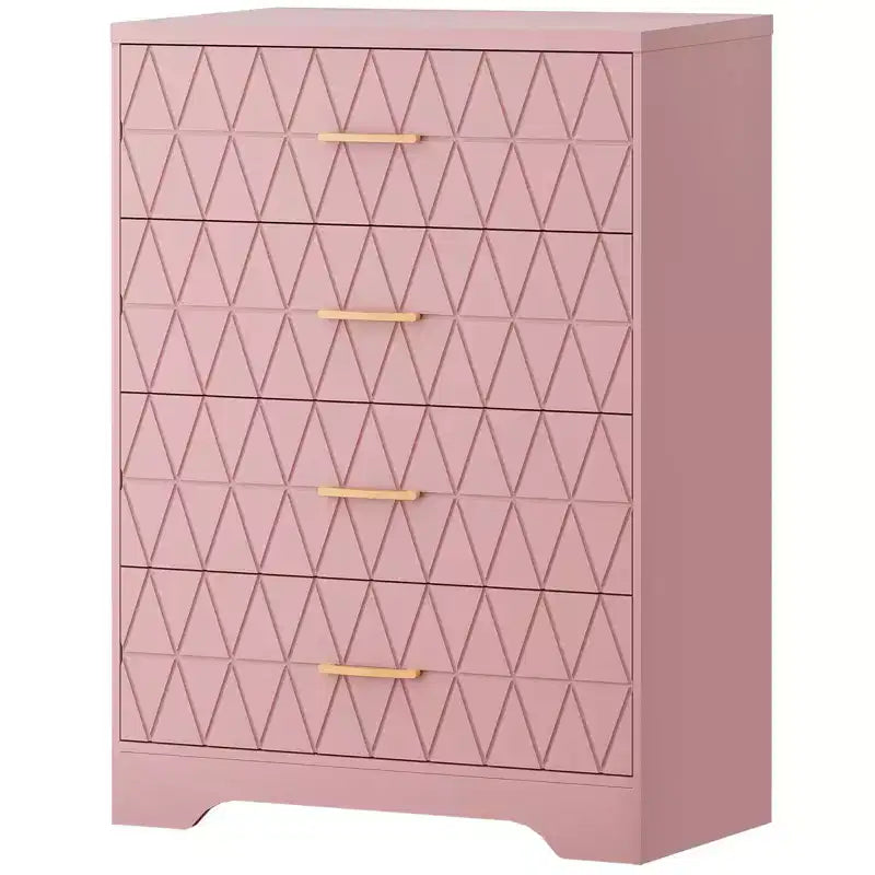 Comò in legno per camera da letto con 4 cassetti, comò moderni alti, cassettiera ampia con maniglie dorate, comodino con cassetti, armadietto organizer