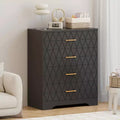 Wood Dressers for Bedroom with 4 Drawers, Modern Tall Dressers, Wide Chest of Drawers with Gold Handles,Dresser Nightstand, Storage Organizer Cabinet