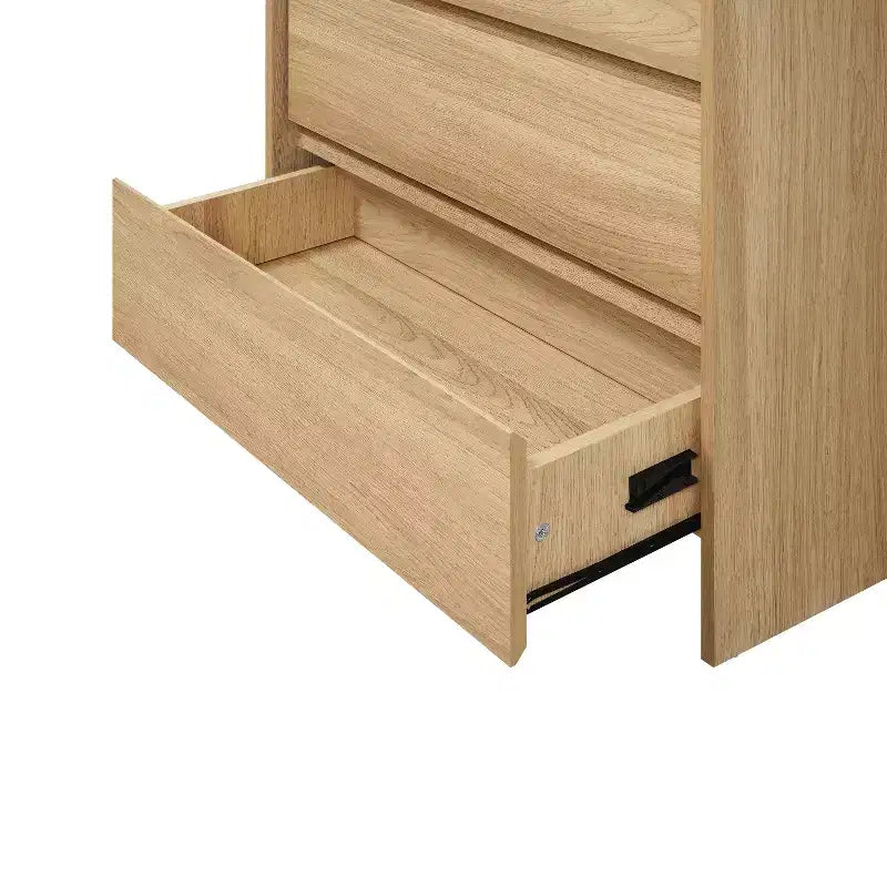 Cassettiera a 5 cassetti alta 120 cm con ripiano effetto marmo e sponde rialzate – Quercia Nocciola