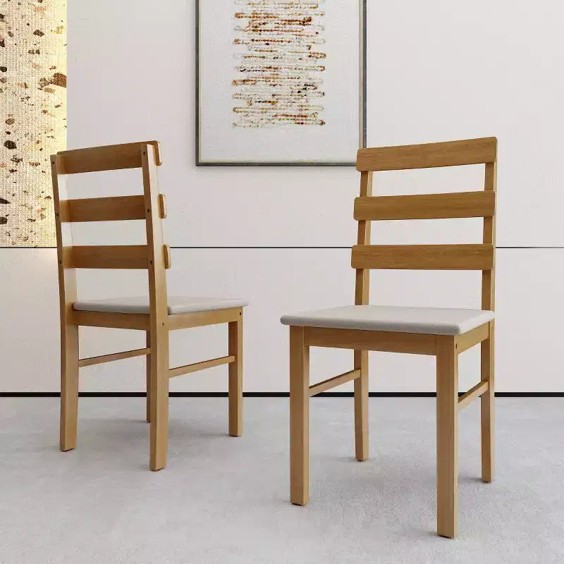 Set di 2 sedie da pranzo rustiche in legno massello con sedile imbottito – Senza braccioli, schienale a pioli