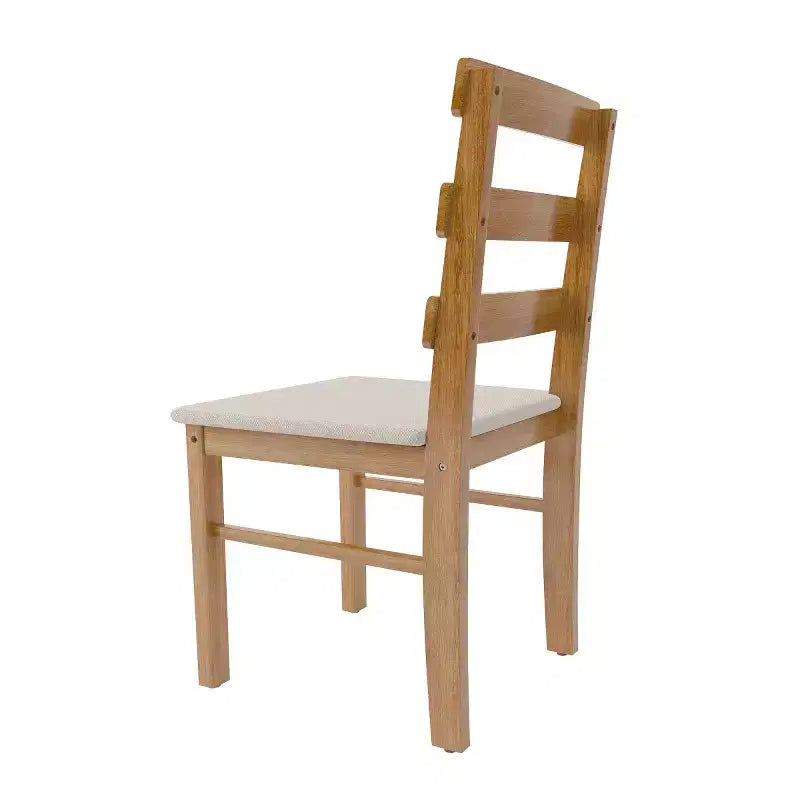 Set di 2 sedie da pranzo rustiche in legno massello con sedile imbottito – Senza braccioli, schienale a pioli