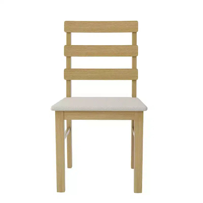 Set di 2 sedie da pranzo rustiche in legno massello con sedile imbottito – Senza braccioli, schienale a pioli