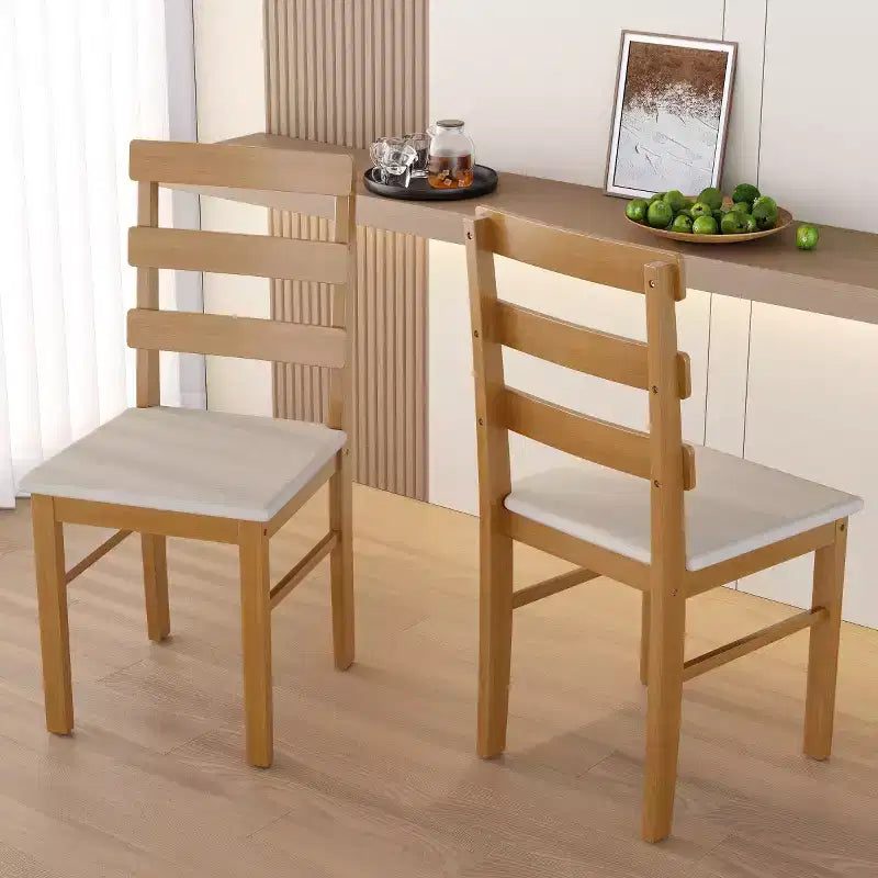 Set di 2 sedie da pranzo rustiche in legno massello con sedile imbottito – Senza braccioli, schienale a pioli