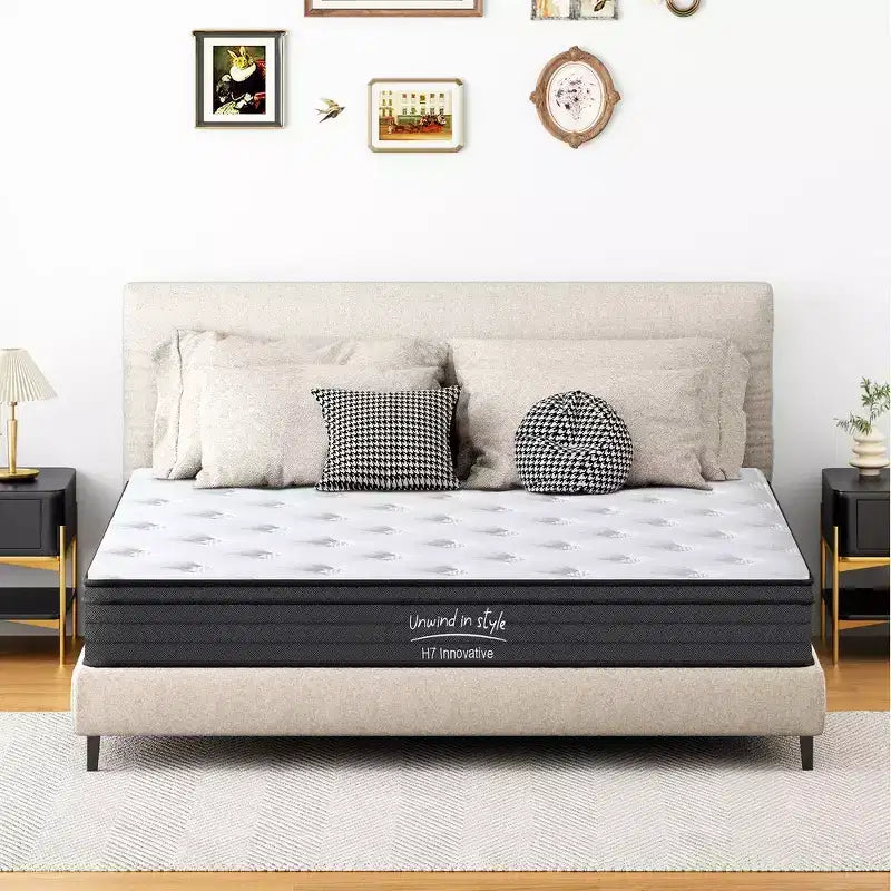 Materasso Ibrido Matrimoniale da 8'' con Memory Foam e Molle Insacchettate – Media Rigidità