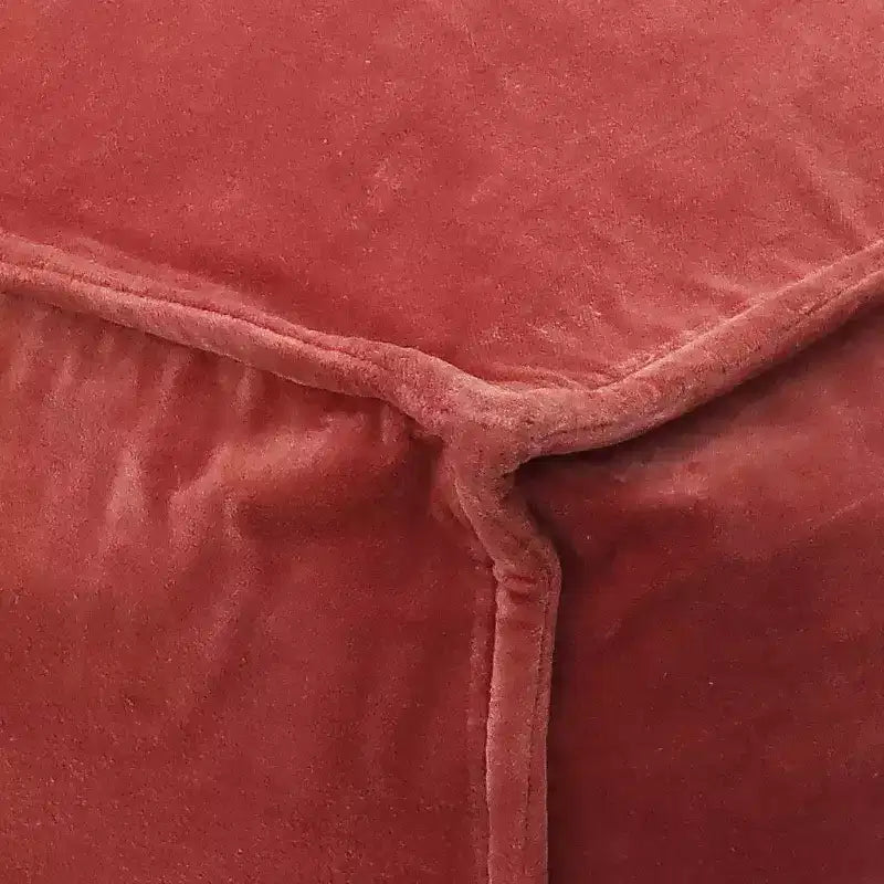 Pouf ottomano quadrato in velluto rosa antico – Nessun montaggio richiesto